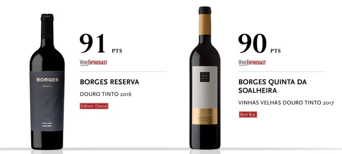 Vinhos Borges com excelentes pontuações na Wine Enthusiat